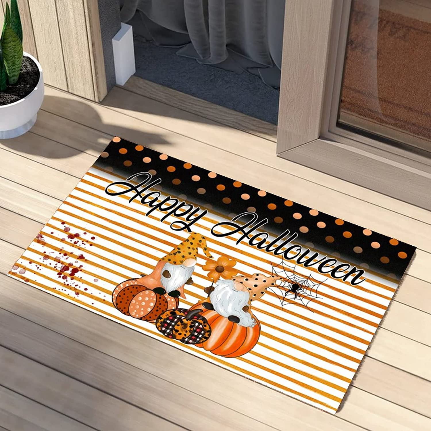 Pumpkin Patch Gnomes Coconut Coir Door Mats Gnomes with Pumpkins Entry ...
