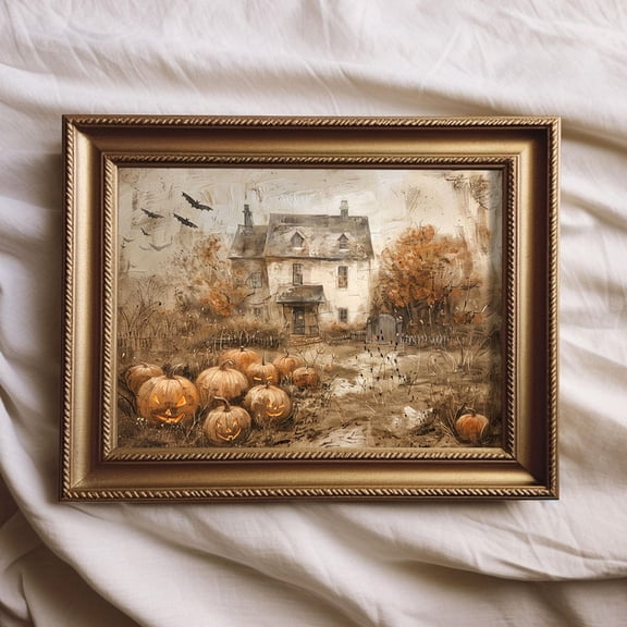 Pumpkin Patch Halloween Farmhouse Wall Art Print