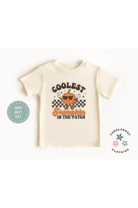 Pumpkin Patch Kids Shirt - Coolest Pumpkin In The Patch Boys Toddler Tee - Thanksgiving - Fall - Gift For Boy - Natural Toddler Tee, New Born, Baby Shower Gift, New Parents Gift
