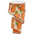 thumbnail image 1 of Pumpkin Patch Natural Wired Ribbon - 2 1/2" x 10 Yards, Fall Decor, Bows, Autumn Wreath, Halloween, Thanksgiving, 1 of 3