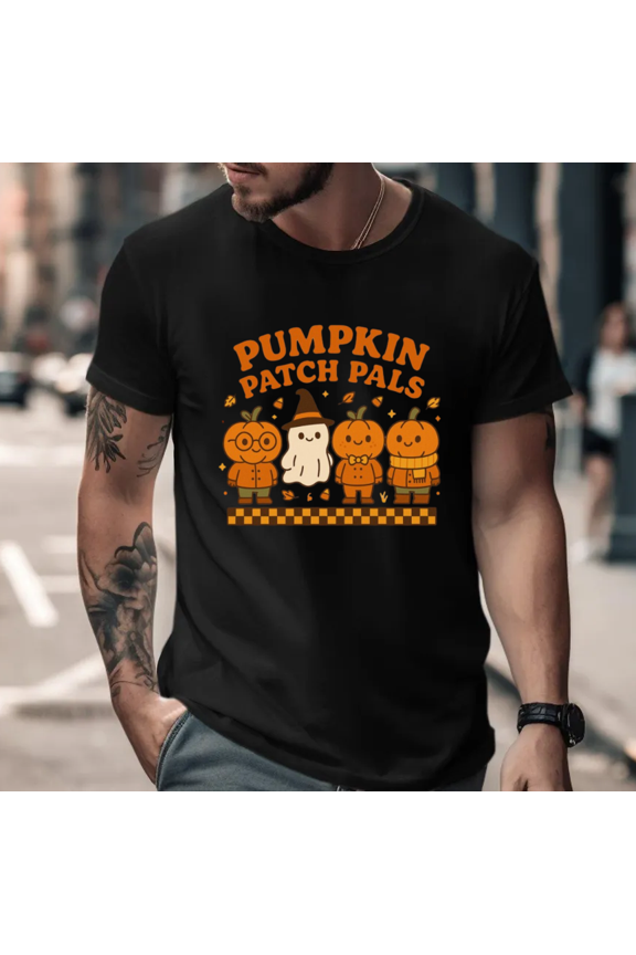 Pumpkin Patch Pals Fun Fall Harvest Family Graphic Unisex T-Shirt, up to size 5XL