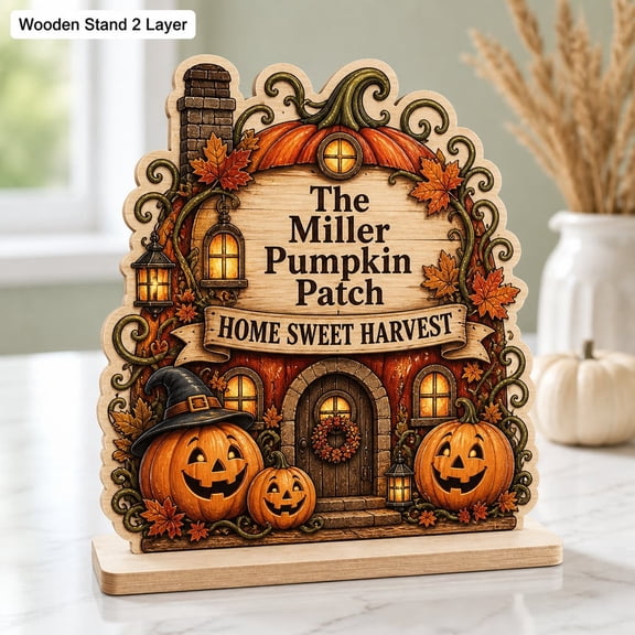 Pumpkin Patch Sign Personalized Wooden Tabletop Decor Halloween