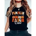 thumbnail image 1 of Pumpkin Patch Team Groovy Fall Halloween T-Shirt Graphic Tees Tops For Women, Fall Casual Outfit, Halloween Party Apparel, 1 of 5