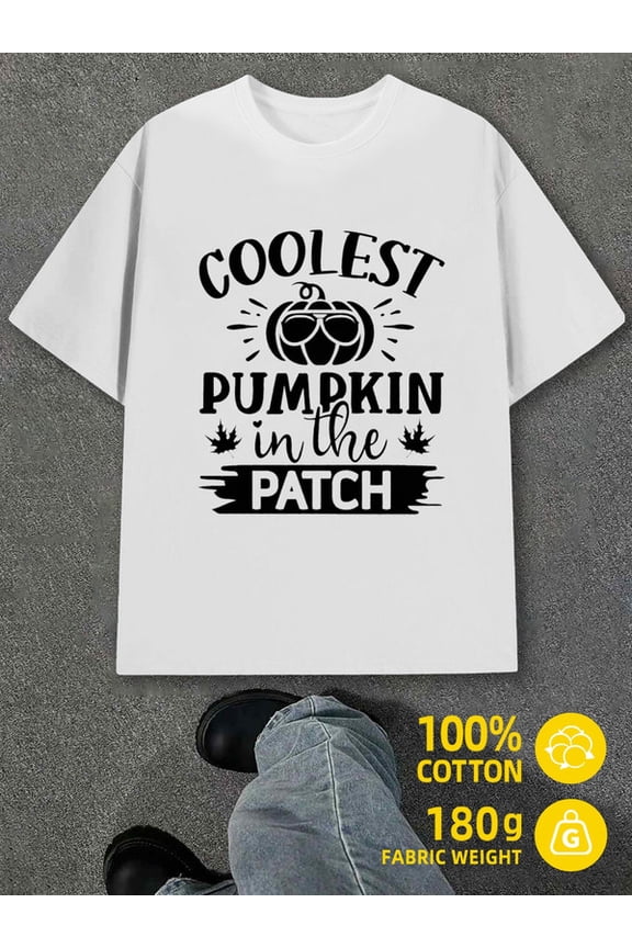 Pumpkin Patch Tee men white 180G 100% Cotton Regular fit,everyday comfort,relaxed and urban style Classic Unisex Shirt Short Sleeve tshirts Fashion Unisex Shirt Crewneck tshirts
