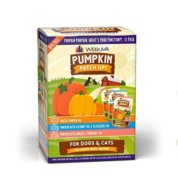 Pumpkin Patch Up! Pureed Pumpkin What's Your Function?! Variety Pack Food Supplement for Dogs and Cats 1.05 oz. Count of 12