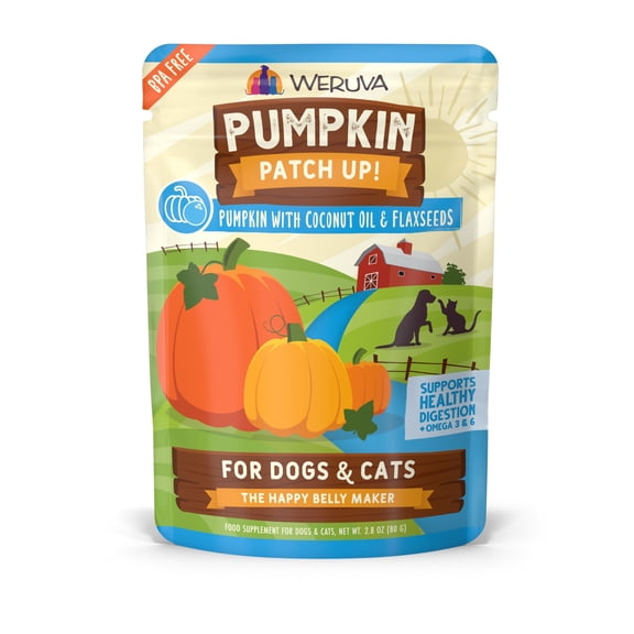 Pumpkin Patch Up! Pureed Pumpkin with Coconut Oil & Flaxseeds Food Supplement for Dogs and Cats, 2.8 oz., Case of 12