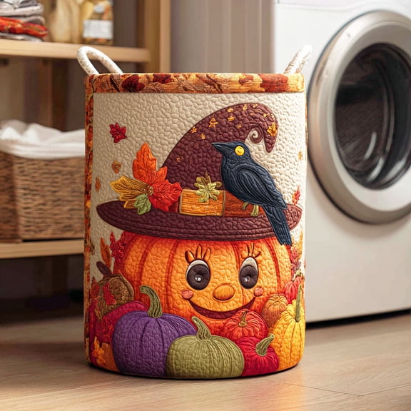 Pumpkin Path Quilted Laundry Basket