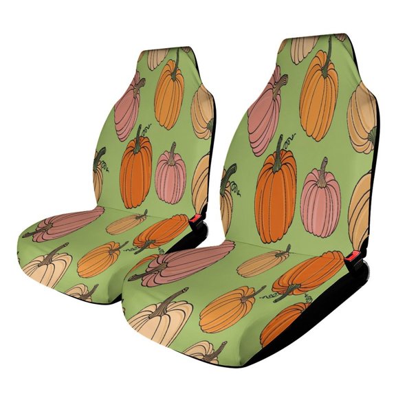 Pumpkin Pattern Autumn Harvest Fall Car Seat Covers Front Seats Universal Fit for Cars SUV Truck Auto Interior Accessories