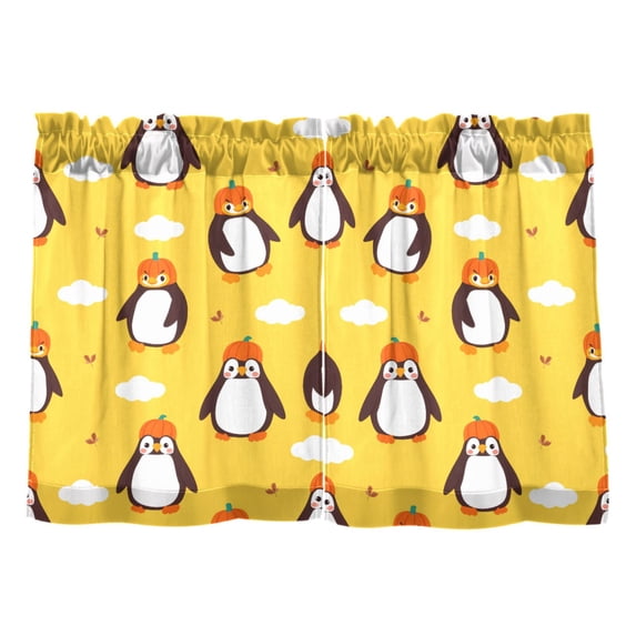 Pumpkin Penguin Pattern Tier Curtains Tier Kitchen Living Room Bedroom Balcony 2 Panels 27x24 Inch