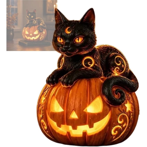 Pumpkin Perched Dragons LED Table Lamp Halloween Embers 2026 Garden Light Medieval Fantasys Statue Crystal Ball Night Light Uniques Lovers Gift