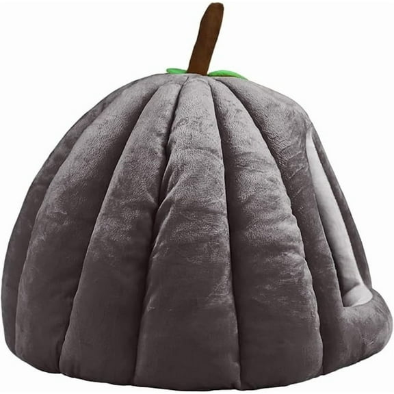 Pumpkin Pet Bed for Cats and Small Dogs, Semi-Enclosed Indoor Cat House with Soft Warm Plush, Winter Dog Bed Cave Basket for Kittens, 15"x15"x13"
