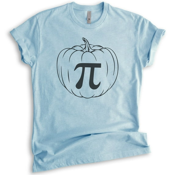 Pumpkin Pi T-shirt, Unisex Women's Men's Shirt, Pumpkin Shirt, Pumpkin Pie Thanksgiving Shirt, Halloween, Heather Light Blue, XX-Large