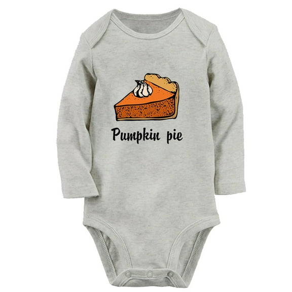 Pumpkin Pie Funny Rompers, Newborn Baby Unisex Bodysuits, Infant Jumpsuits, Toddler 0-12 Months Kids Long Sleeves Oufits (Gray, 0-6 Months)