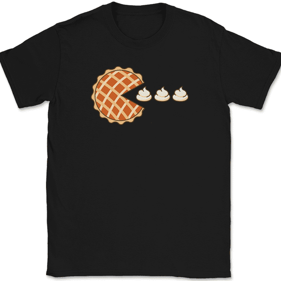 Pumpkin Pie Man T-Shirt Funny Thanksgiving Video Game Humor Graphic Tee - Black, L