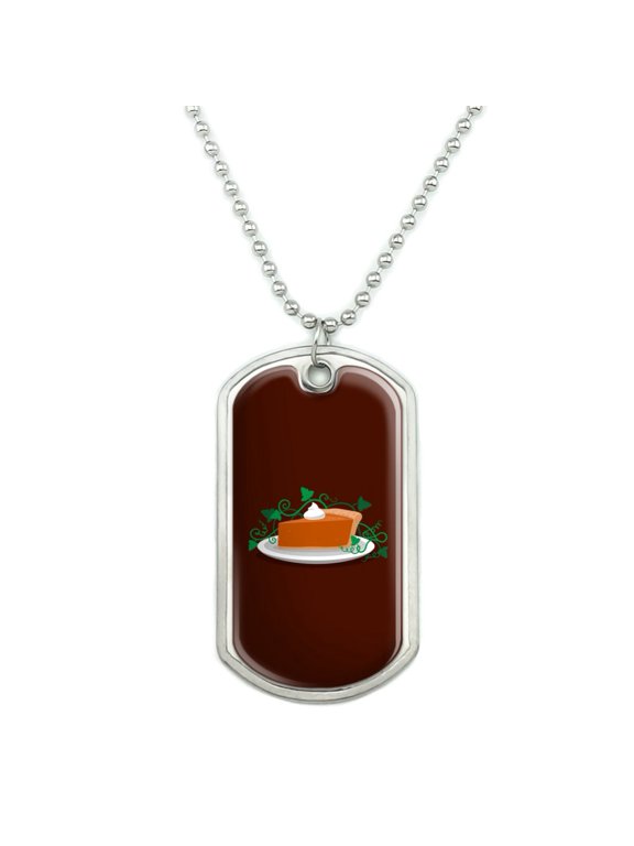 Pumpkin Pie Military Dog Tag Pendant Necklace with Chain