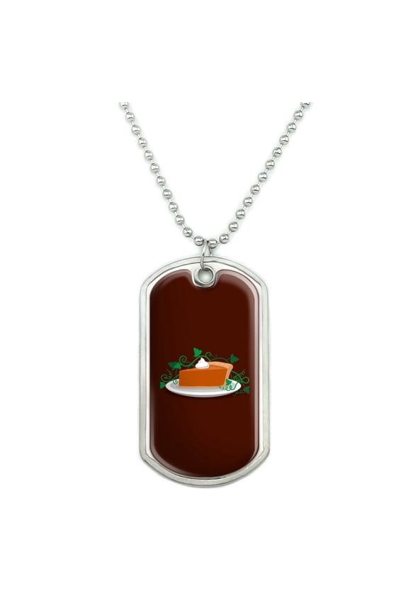 Pumpkin Pie Military Dog Tag Pendant Necklace with Chain
