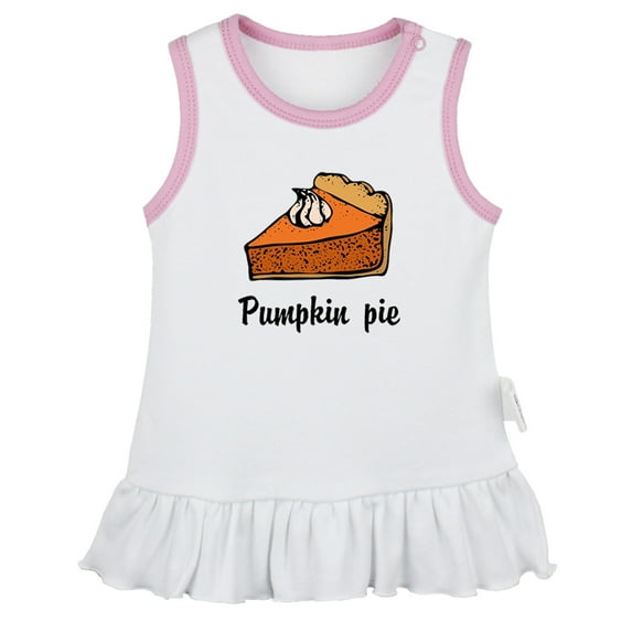 Pumpkin Pie Novelty Dresses For Baby, Newborn Babies Skirts, Infant Princess Dress, 0-24M Kids Graphic Clothes (White Sleeveless Dresses, 12-18 Months)