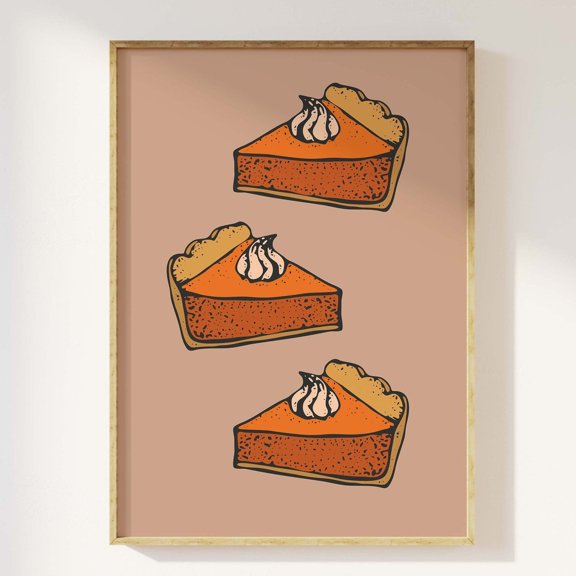 Pumpkin Pie Print, Art, Thanksgiving Wall Art, Friendsgiving Poster, Autumn Wall Decor, Cute Kitchen Food Wall Art Wall Art, Modern Wall Decor, 16x24 UNFRAMED