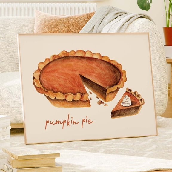 Pumpkin Pie Print, Art, Thanksgiving Wall Art, Friendsgiving Poster, Autumn Wall Decor, Cute Kitchen Food Wall Art Wall Art, Modern Wall Decor, 8x12 UNFRAMED