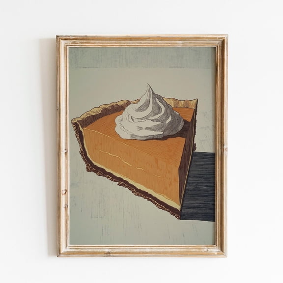 Pumpkin Pie Rustic Kitchen Dessert Wall Art Decor Unframed Paper Print