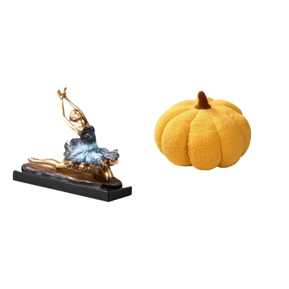 Pumpkin Pillow Ballet Dancer Statue Ballerina Girls Figurine Plush Soft Material for Halloween Home Decoration
