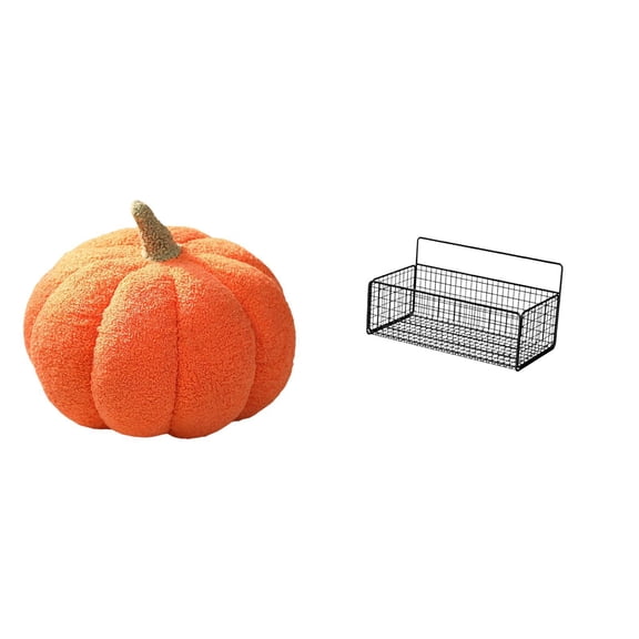 Pumpkin Pillow Home Decoration Storage Basket Wire Organizer Soft Plush Iron Material for Bedroom Kitchen Bathroom Scene