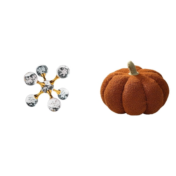 Pumpkin Pillow Sphere Figurine Tabletop Ornament Plush Cushion Unique Design for Living Room Bedroom Shelf