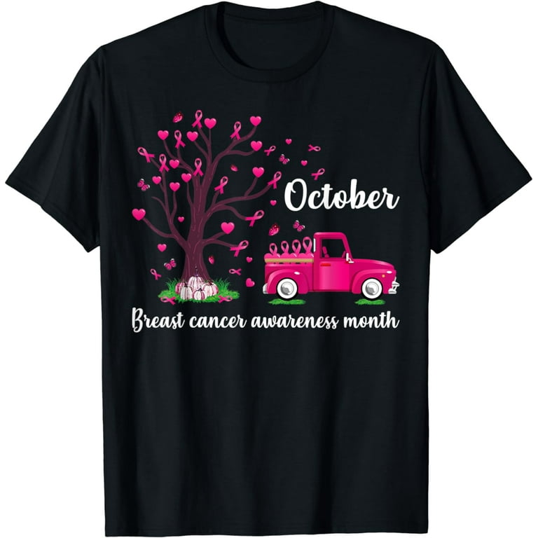 Pink Truck Pumpkin October Breast Cancer Awareness Month T-Shirt Pink Truck Pumpkin October Breast Cancer Awareness Month T-Shirt