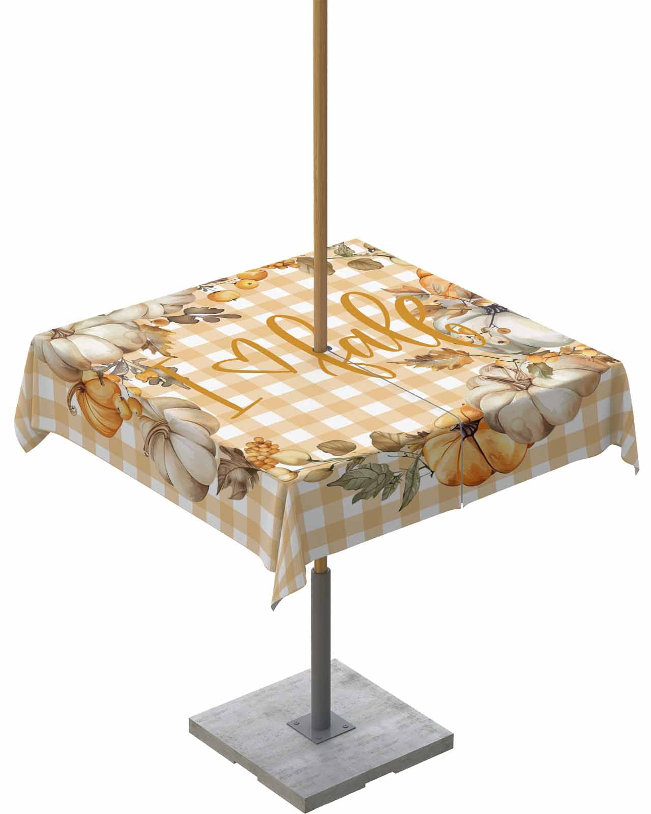 Pumpkin Plant Wreath Fall Thanksgiving Square Tablecloth with Zipper ...