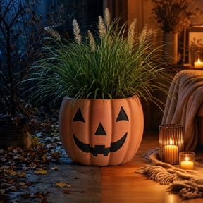 Pumpkin Planter 8", Jack O Lantern Flower Pot for Outdoor Porch, Terracotta Fall Halloween Decor for Indoor Plants, 1 Pack