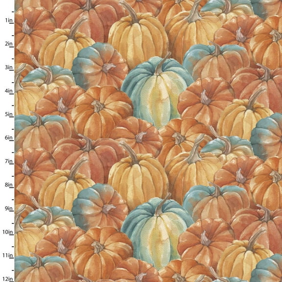 Pumpkin Please Gourd Gather Orange Cotton Fabric