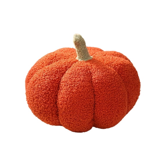 Pumpkin Plush Pillow 7.1in Soft Boucle Fluffy Throw Pillow for Thanksgiving Sofa Bed Decor, 1 Pack