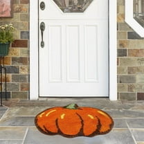 Pumpkin Plush Throw Rug - Ultra Soft Anti-Slip Accent Mat (Halloween/Fall Decor - Machine Washable Kitchen/Bedroom Carpet)