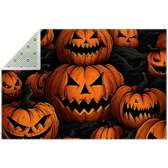 Pumpkin Polyester Indoor Carpet Right-Angle Floor Mat - Soft and Durable Rug for Living Room or Bedroom Décor - Backing - Easy to Clean