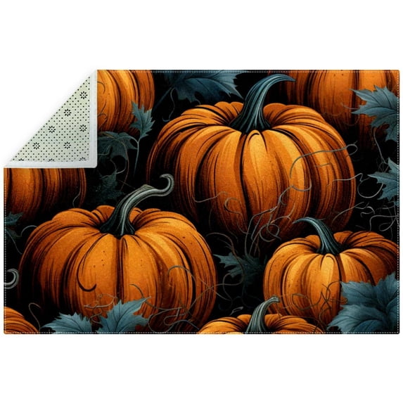 Pumpkin Polyester Right Angle Door Rug - Entryway Mat for Home and Office - Durable Indoor Mat with Absorbent Surface - Easy to Clean Welcome Mat for Front Door