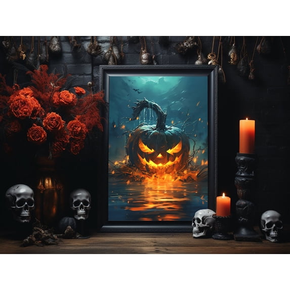 Pumpkin Poster, Pumpkin Print, Halloween Print, Vintage Poster, Art Poster Print, Dark Academia, Halloween Decor, Halloween Poster - Best gifts your whole family