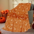 thumbnail image 1 of Pumpkin Print Flannel Throw Blanket Polyester Microfiber Soft Lightweight Warm Machine Washable Sofa Bed Picnic Blanket for Halloween Holiday Blanket 39.3×29.5 inch Seasonal Home Decor Gift, 1 of 6