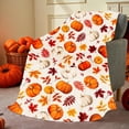 thumbnail image 1 of Pumpkin Print Flannel Throw Blanket Polyester Microfiber Soft Lightweight Warm Machine Washable Sofa Bed Picnic Blanket for Halloween Holiday Blanket 39.3×29.5 inch Seasonal Home Decor Gift, 1 of 6
