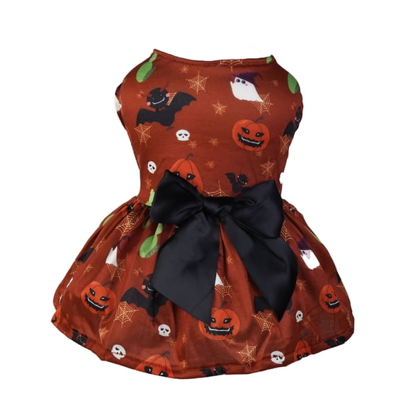 Pumpkin Printed Pet Dress for Cats Elegant Cats Slip Dresses Dog Clothes Halloween Costume Skirt Stage Show Pet Clothing