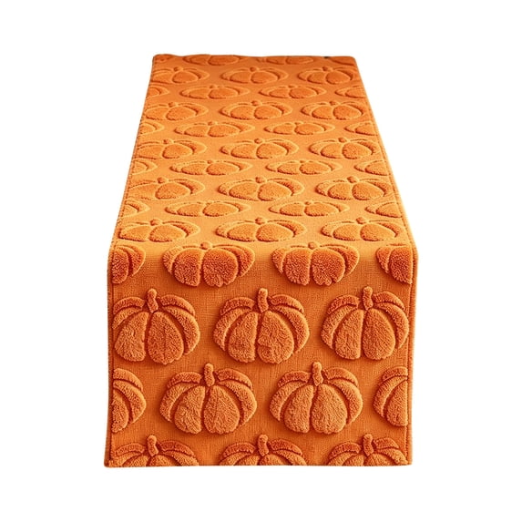 Pumpkin Quilted Embroidered Table Runner, 3D Fall Thanksgiving Tablecloth for Party Home Kitchen Dining Decor