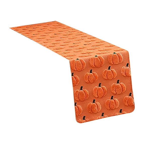 Pumpkin Quilted Embroidered Table Runner, 3D Fall Thanksgiving Tablecloth for Party Home Kitchen Dining Decor