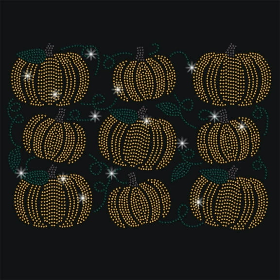 Pumpkin Rhinestonet Iron on Transfer 11.7x8.3 Inch Heat Transfer Decal Bling Decals Clear Rhinestone Template Clothing Repair Applique for T-Shirt Clothing Pants Bags Mixed Color 1sheet