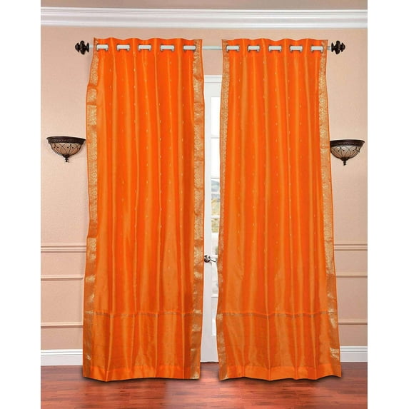 Pumpkin Ring Top Sheer Sari Curtain / Drape / Panel - 60W x 108L - Piece