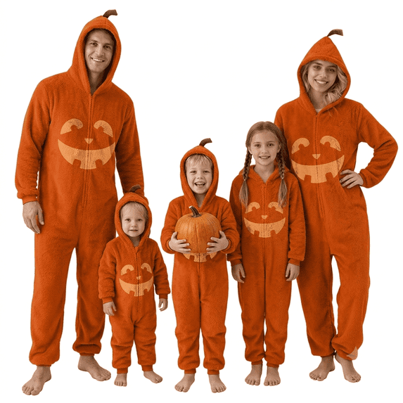 Pumpkin Roleplay,Pumpkin Costume,Cozy Fleece Pumpkin Cosplay Costume, Festive Hooded Jack-O-Lantern One-Piece Pajamas for Holiday, Deluxe Plush Family Loungewear Outfit Sleepwear Set-L