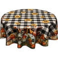 thumbnail image 1 of Pumpkin Round Tablecloth 60 Inch - Fall Farmhouse Sunflowers Table Cloth Autumn Harvest Thanksgiving Buffalo Plaid Table Cover for Picnic Party Holiday Home, 1 of 6