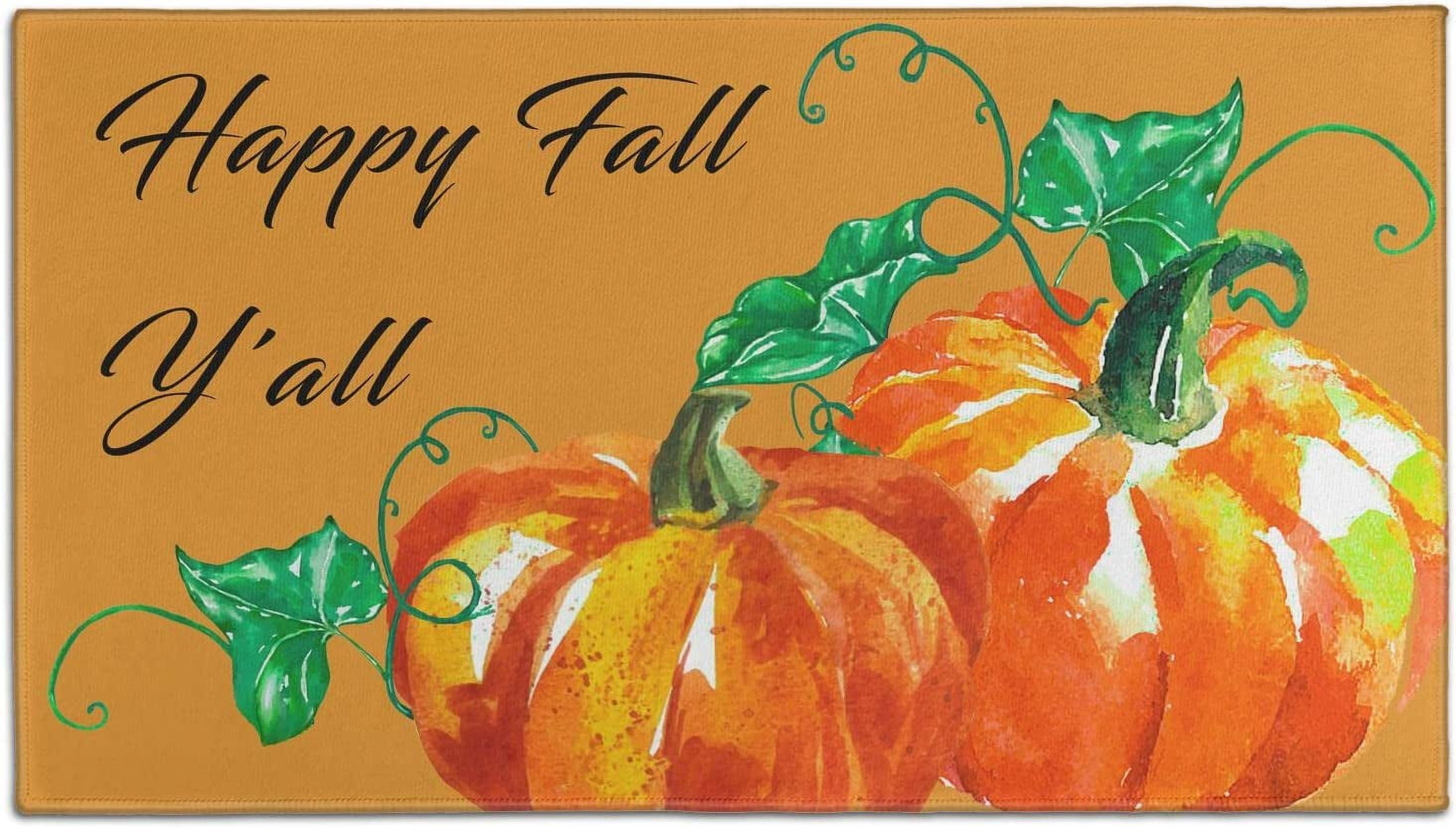 Pumpkin Rug Happy Fall Yall Rugs Fall Door Mat Floor Door Rug Outdoor & Indoor Rugs for Front Door Patio Non-Slip Rubber Entrance DoorMats 30" X 17"