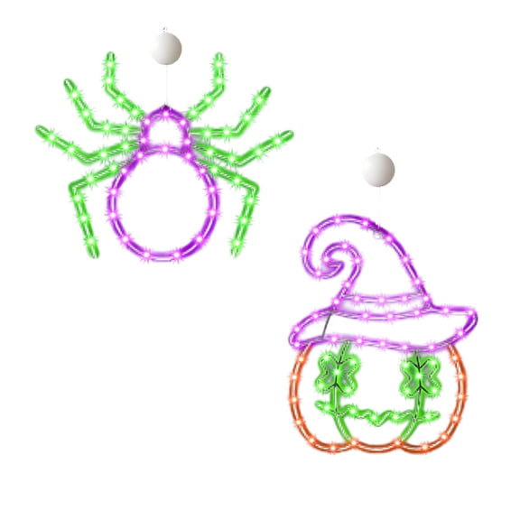Pumpkin S-pider Window Light and Halloween Decorative Suction-Cup Light and Realistic Party Prop
