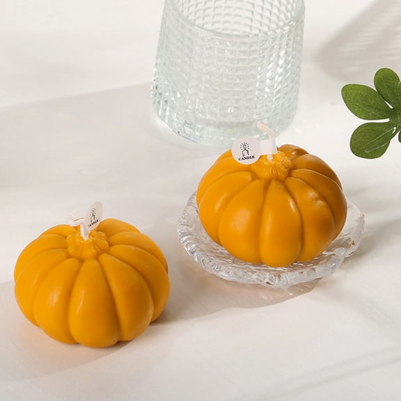 Pumpkin Scented Candle Soy Wax Rose Aroma Thanksgiving Halloween Fall Home Decor Gift - Natural Purification Warm Atmosphere(Orange)