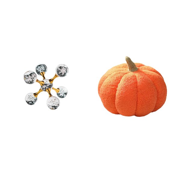 Pumpkin Sculpture Sphere Figurine Cushion Plush Design for Bedroom Desk Shelf Living Room Home Decor
