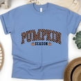 thumbnail image 1 of Pumpkin Season Checkered Lettering Cute Autumn Halloween T-Shirt, CarolinaBlue, Size M, 1 of 6